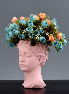 维纳斯花瓶摆件客厅插花干花现代简约北欧餐桌白色小装饰品ins