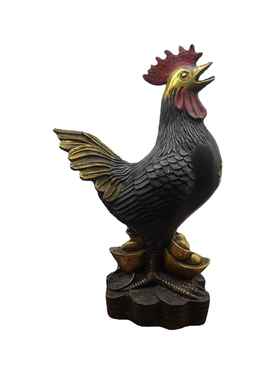 仿古做旧铜鎏金福鸡家居客厅摆件古玩黄铜生肖鸡风水摆设