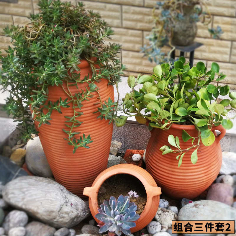 清仓红陶青山盆别墅庭院种树粗陶复古陶罐陶土花盆特大号陶瓷花瓶 - 图0
