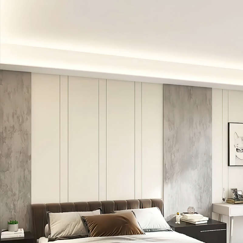 双眼皮吊顶线性灯单边向上洗墙灯槽侧斜面发光天花回形氛围线条灯 - 图1