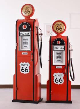 双面大号老式加油机模型铁艺复古工业酒吧摆件大型客餐厅落地装饰