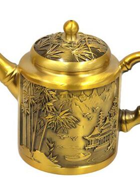 采购产品中国风格饰品，青铜工艺品，家用纯黄铜，宝石茶壶，古董