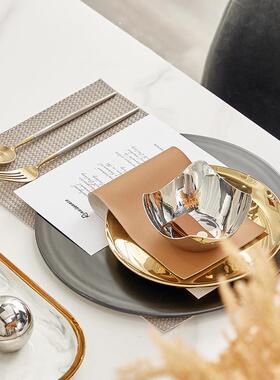 现代板样板间餐具套装色系装饰摆品餐tb-70147桌台样棕房餐盘花瓶