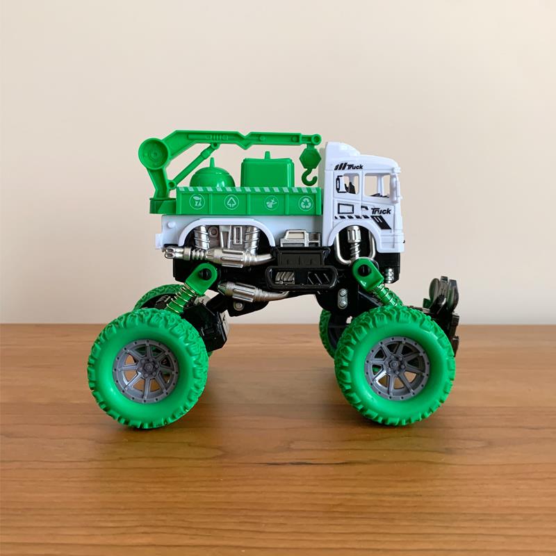 仿真回力攀爬越野环卫垃圾翻斗车吊车运输车模型儿童玩具礼物 - 图0