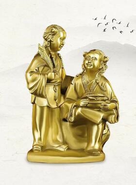 厂家铜和合二圣合家欢乐铜s001卧室摆居件家玄关装像饰家居黄摆件