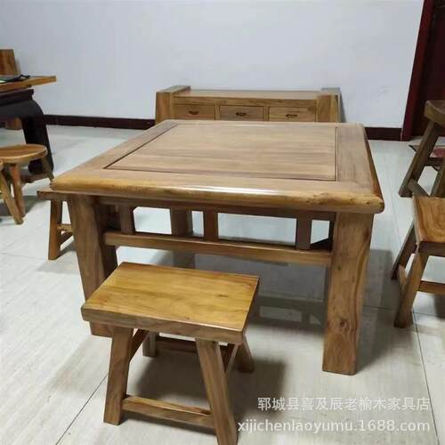 老木门板桌餐桌复古怀旧木阳实木茶桌茶台台桌榆吧台原桌饭店餐桌 - 图0