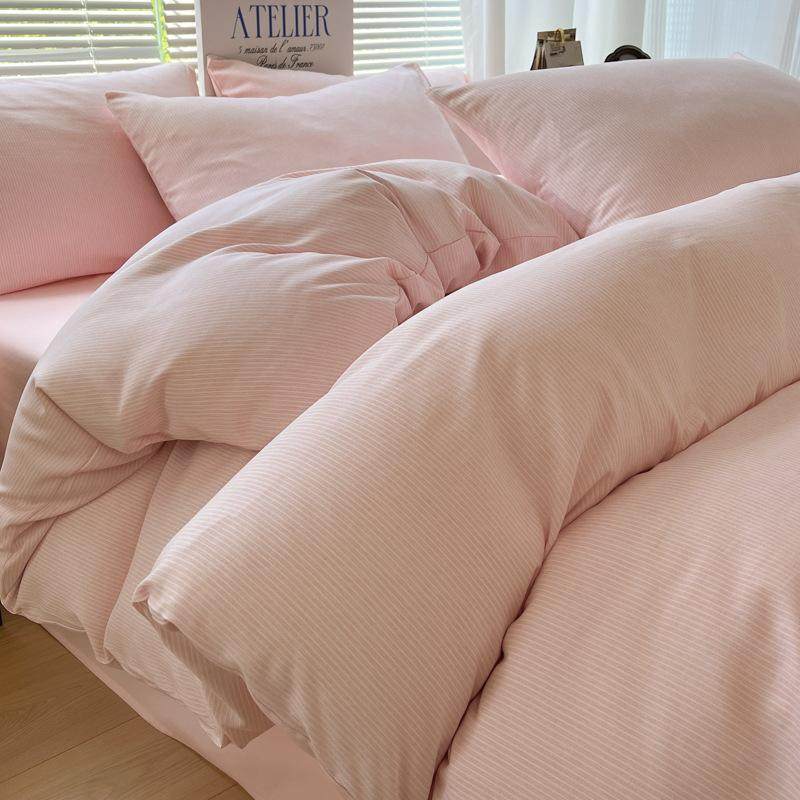 欧式简约条纹无印风离子面料三件套六件套学生宿舍租房床品全套件,淘宝优惠券,粉丝福利购,淘宝优惠卷