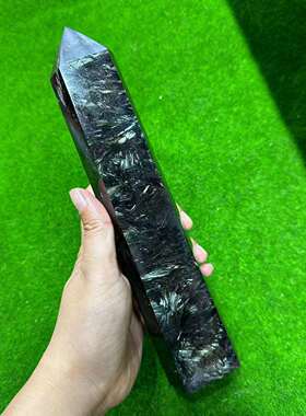 天然烟花石榴石水晶单尖大柱子摆件四棱柱家居摆件装饰