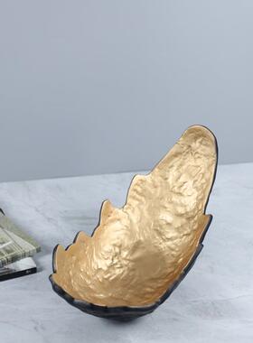 现装简约黑金弯牙形树脂果盘饰托盘摆件客厅茶月几软RJQ装代家居