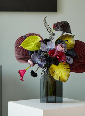 暗黑风灰仿真花束手捧花绢花客厅插花餐桌家居装饰品摆设告白礼物