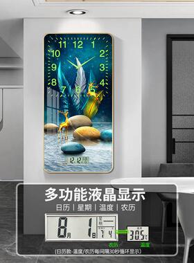 高宅创意夜光新款装饰画挂钟现代轻奢家用时尚日历电子钟餐厅时钟