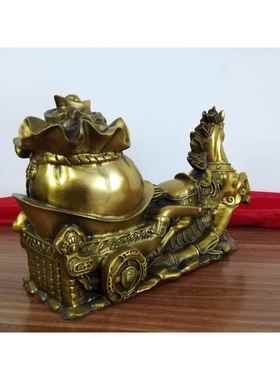 铜马拉元宝钱袋摆件 生肖马车居家开业礼品摆设