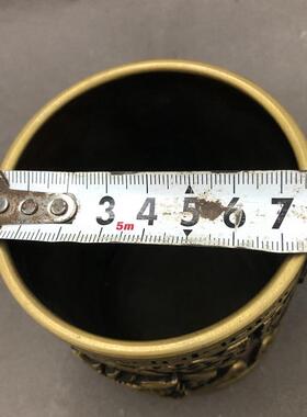 古玩杂项笔筒笔架笔具文房四宝家居工艺摆件双龙书房用品铜器