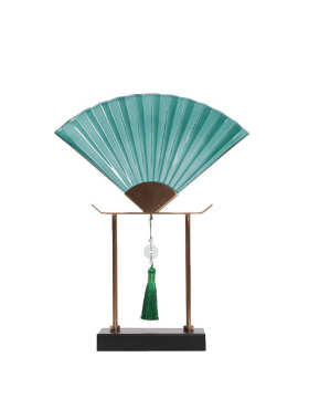 新中式玻璃扇形装饰摆件酒店别墅售楼处展厅玄关书柜样板间软装饰