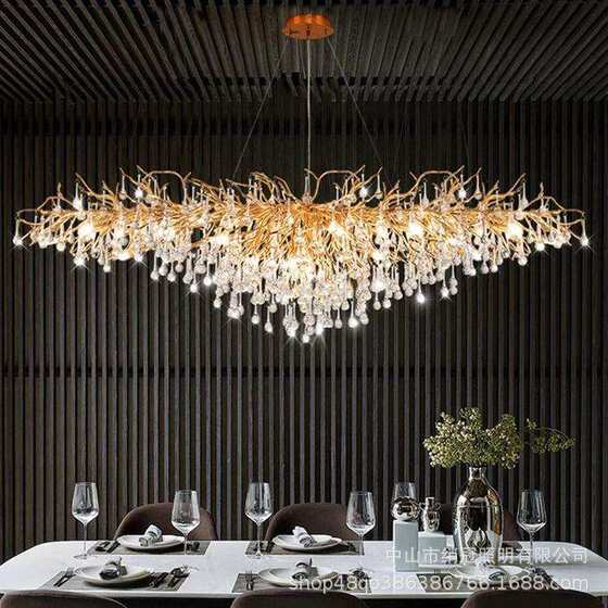 Modern villa crystal chandelier branch restaurant simple luxury luxury bedroom living room headlight french art hall