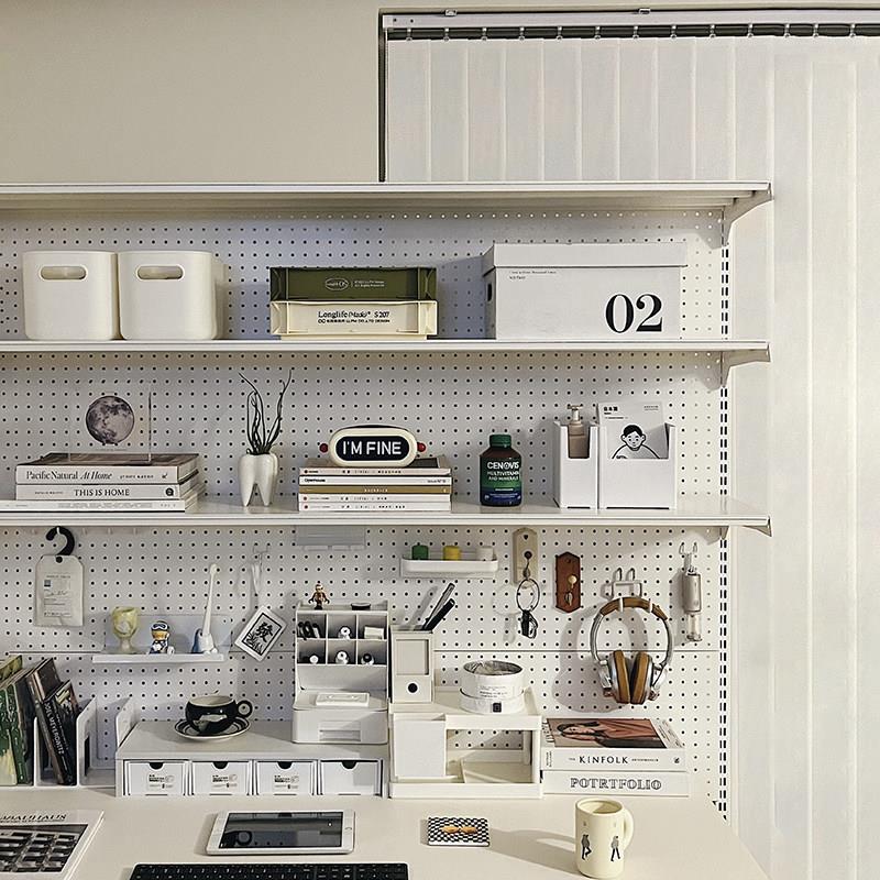 Hardware hole board bookshelf girl desk bookcase vertical floor display integrated student desk storage rack
