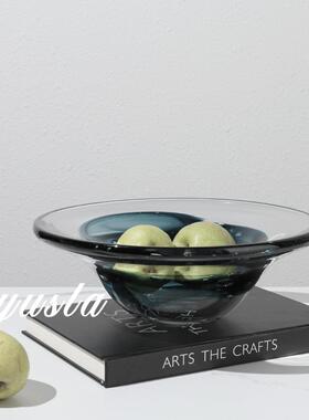 现几代玻璃水果盘厅茶几餐桌客果托盘别墅软干装饰UHF品琉璃何玻