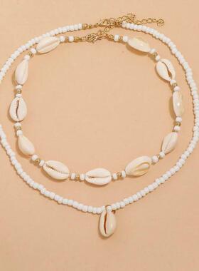 2pcs/set Summer Natural Sea Shell Choker Necklace for Woman