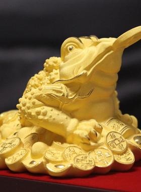 新款丝绒沙金开蟾修蜍黄金礼品饰品新居风水办公室装创业意家居饰