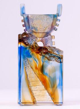 琉璃鼎摆件家居装饰品电视柜书房玄关书柜乔迁礼品办公桌前台中式