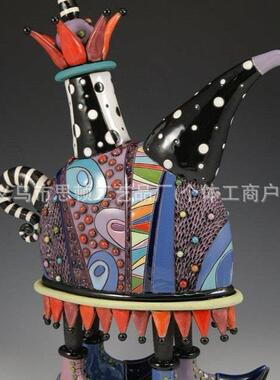 色彩斑斓茶壶摆件家居创意艺术摆件树脂工艺品茶壶设计装修