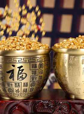 【厂家】纯黄铜百福缸小酒杯摆件招米财缸小铜器聚宝盆烟灰缸