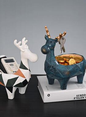 欧式驯鹿玄关钥匙收纳摆件茶几装饰品门口鞋柜家居创意家居摆件