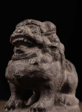 厂家批发仿古石雕山西青石风化老皮狮子中式复古摆设文玩收藏装饰