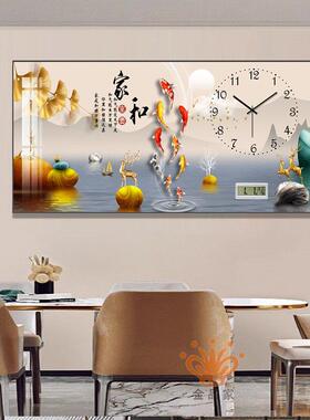 轻奢饭厅装饰画画现代简约万年历钟表饭厅背景墙挂画画电子时钟表