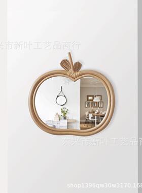 北欧风格镜子藤编手工装饰镜民宿装饰镜墙饰壁挂摄影梳妆化妆镜