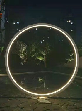 简约户外不锈钢圆圈景观水景雕塑公园园林商场酒店创意艺术摆件
