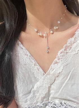 Pearl necklace collarbone chain for women彷珍珠项炼 炼 女 锁
