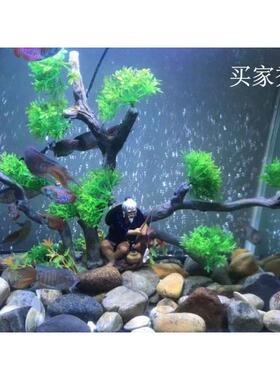 姜太公坐翁假山盆景鱼缸造景陶瓷人物小摆件渔夫钓鱼装饰石湾工艺