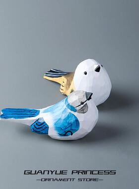 手工创意北长尾山雀木雕小鸟摆件可爱肥啾桌面木头鸟装饰中秋礼物