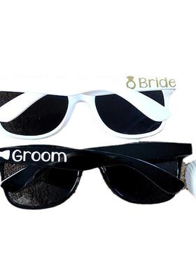 跨境亚马逊Bride groom 黑白眼镜新娘新郎婚礼装饰just married