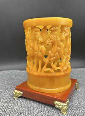 树脂飞马八骏马笔筒 创意家居桌面摆件装饰浮雕办公室工艺品