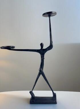 现代简约2511餐几铸铁人厅物烛台摆件客何厅酒店样板房软装家居装