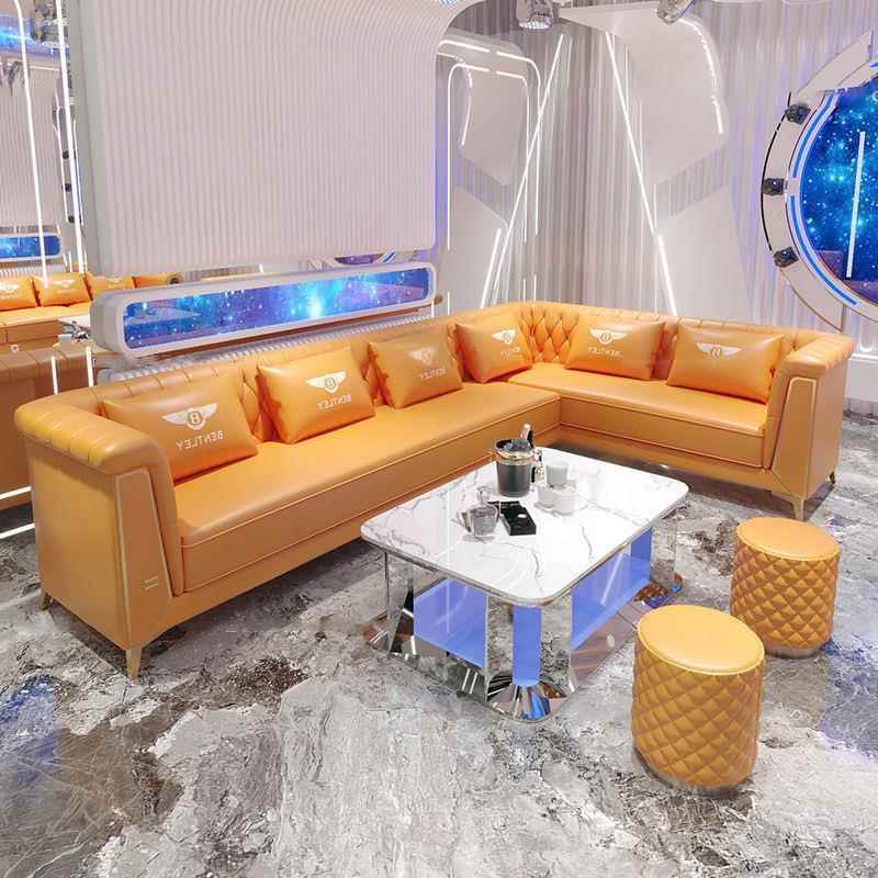 组合转角ktv沙发轻奢卡座酒吧清吧包厢欧式L型U型茶几