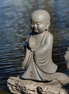 掬涵禅意沙弥小和尚创意人物玩偶治愈系家居玄关办公桌装饰小摆件