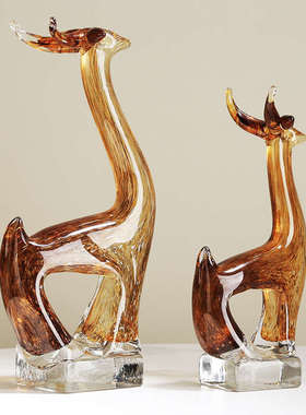 琉璃麋鹿招财轻奢摆件现代客厅艺术样板间玄关酒店酒柜电视柜装饰