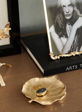 创意轻饰奢金色小鸟树枝烛台首盘树叶盘高档蜡金属相框WDN装银饰