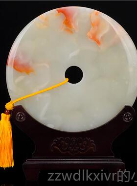 新款品天阿富汗玉平安扣摆正件家居摆件客厅摆设璧和氏璧然玉石玉