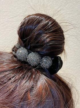Acrylic Rhinestone Bow Hair Claw Clip For Women Meatball Hea