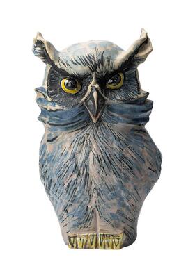 覆古怀旧卡通肥猫肥马抽象动物摆件现代中式手绘陶瓷彩色陶器摆件