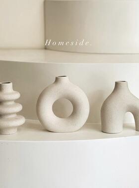 Homeside侘寂花瓶摆件套装ins素烧陶瓷小花瓶家居装饰品三件套