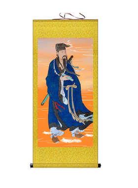 画像祖师画孚卷轴道场供奉丝绢帝君新款吕祖神像吕洞宾纯阳佑挂画