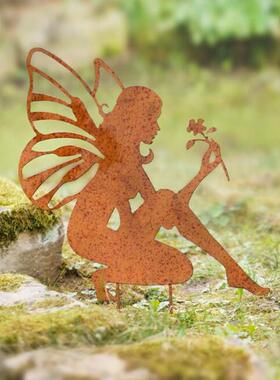 岛拉彷铁锈草地摆件地插鸭子猫咪仙女花园庭院草坪动物园艺装饰品