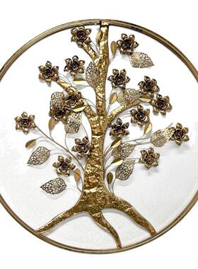 轻奢铁艺金色花朵壁挂客厅玄关书房沙发背景墙立体墙面装饰工艺品