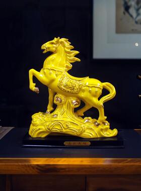 德化陶瓷烤金马到成功摆件一对招财开业乔迁送礼马年吉祥物工艺品
