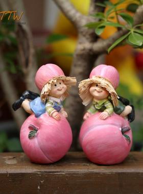 美式乡村小石榴仙子卡通客厅橱窗花园庭院玄关装饰摆件情侣送礼品